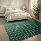 Gradient Green Geometric Grid Area Rug