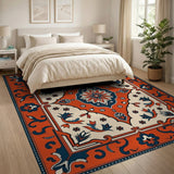 Multi-color and Patterns Vibrant Orange Persian Medallion Area Rug