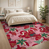 Vibrant Red Pepper Fruit Pattern Area Rug
