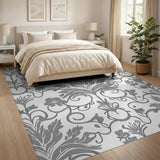 Grey Floral Vintage Elegant Grey Damask Floral Area Rug