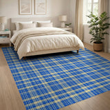 Blue Plaid Checkered Area Rug