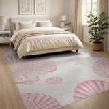 Pink Seashell Coastal Coastal Beach Area Rug