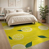 Fruit Pattern Yellow Sunny Lemon Slice Yellow Area Rug