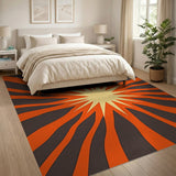 Radiant Orange Starburst Geometric Rug