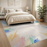 Vibrant Watercolor Leaves Area Rug