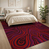 Vibrant Red Purple Swirl Geometric Area Rug