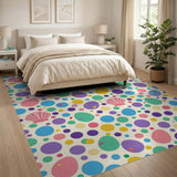 Playful Colorful Egg Seashell Polka Dot Area Rug