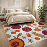 Vibrant Pomegranate Pumpkin Fruit Pattern Rug
