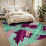 Vibrant Teal Pink Purple Brushstroke Area Rug