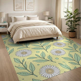 Sunny Daisy Meadow Yellow Area Rug