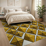 Gold Faceted Geometric Diamond Area Rug