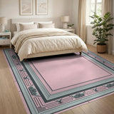 Pink Teal Ornate Geometric Frame Rug