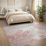 Pink Leaf Floral Area Rug