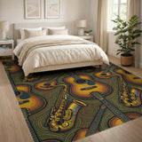 Abstract Jazz Saxophone Guitar Area Rug