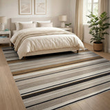 Modern Brown Tan Striped Area Rug