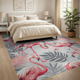 Pink Pink Flamingo Monstera Leaf Area Rug