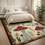 Multi-color and Patterns Whimsical Red Mushroom Forest Rug