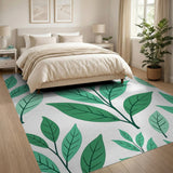 Green Lush Green Leaves Pattern Area Rug