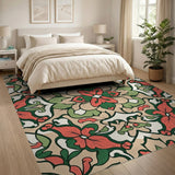 Coral Floral Persian Area Rug