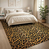 Leopard Print Orange Area Rug