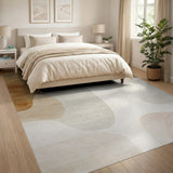 Beige and Neutral Organic Abstract Beige Neutral Area Rug