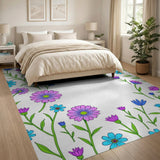 Blue Purple Cornflower Wreath Area Rug