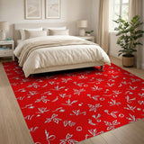 Vibrant Red Cherry Fruit Pattern Area Rug