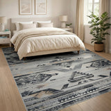 Distressed Grey Southwestern Tribal Rug