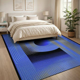 Blue Geometric Vortex Area Rug