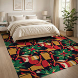Vibrant Geometric Holly Berry Area Rug