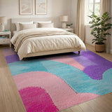 Whimsical Curved Wave Multi-Color Area Rug