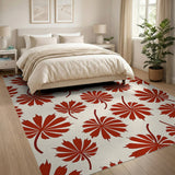 Red Red Japanese Maple Leaf Pattern Area Rug