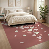 Cascading Pink Hearts Area Rug