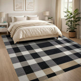 Black Grey Buffalo Check Plaid Area Rug