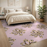 Pink Zebra Floral Pattern Area Rug