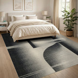 Abstract Black and White Abstract Geometric Black White Area Rug