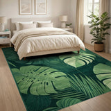 Lush Oversized Monstera Leaf Green Area Rug