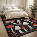Whimsical Red Mushroom Forest Multi-color and Patterns Area Rug
