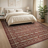 Rust Red Geometric Woven Area Rug