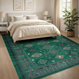 Teal Green Southwestern Geometric Area Rug