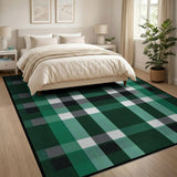 Geometric Modern Emerald Green Plaid Check Area Rug