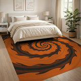 Fiery Orange Spiral Vortex Area Rug
