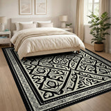 Ornate Black White Persian No. 11 Area Rug