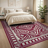 Rich Red Persian Geometric Area Rug
