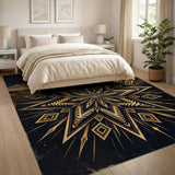 Gold Geometric Starburst Mountain Rug