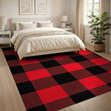 Bold Red Black Buffalo Plaid Red Area Rug