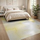 Glowing Yellow Veins Abstract Area Rug