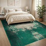 Emerald Green Distressed Vintage Area Rug