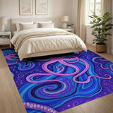 Starry Pink Octopus Swirl Area Rug