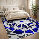 Navy Blue Geometric Mandala Area Rug
